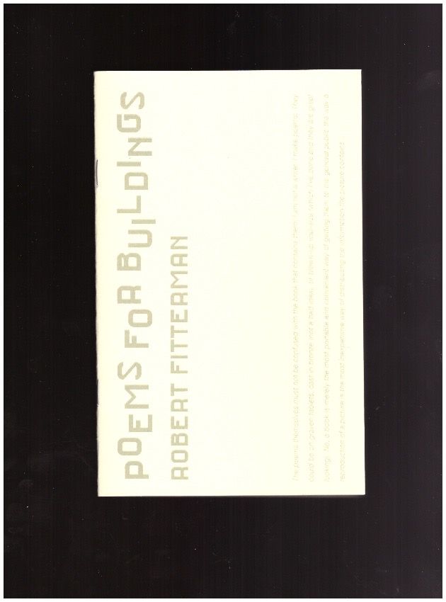 FITTERMAN, Robert - Poems for Buildings